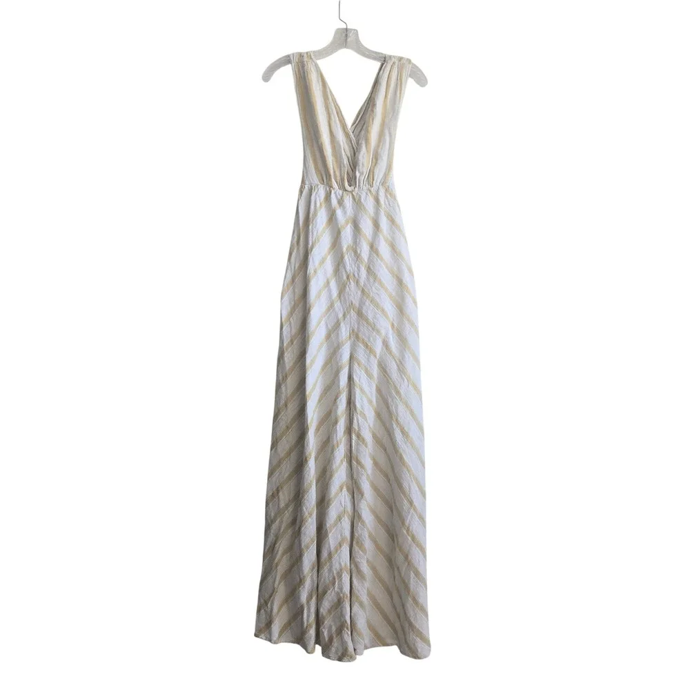 Free People 2 Veronica‎ Wide Leg Jumpsuit Women Yellow Striped Boho Sleeveless